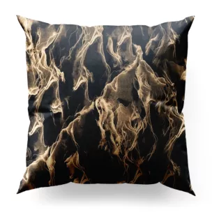 Poszewka szyta granatowo złocista z tkaniny welwetowej ze złotym marmurkowym nadrukiem