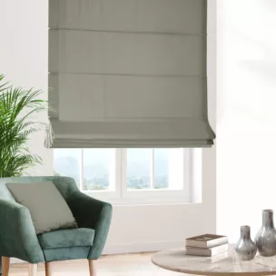 Roleta rzymska popielata z matowej gładkiej tkaniny