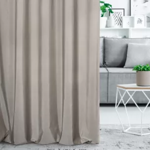 Zasłona szyta na flexach stalowa z gładkiej tkaniny z delikatnym połyskiem