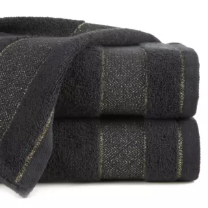 Ręcznik kąpielowy 70x140 cm bawełniany kolor czarny z ozdobną bordiurą 500 g/m2 NESSY