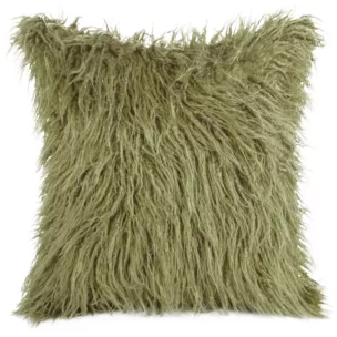 Poszewka na poduszkę 45x45 cm z miękkiego futerka oliwkowa ENYA