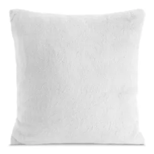 Poszewka na poduszkę 45x45 cm biała z miękkiej futrzanej tkaniny NINA