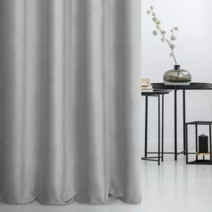 Zasłona szyta na taśmie 5 cm stalowa z gładkiego, matowego welwetu