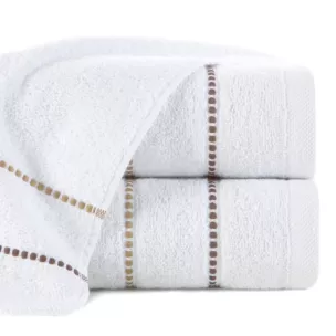 Ręcznik do rąk 30x50 cm bawełniany kolor biały z kontrastującymi paseczkami 500 g/m2 SUZI