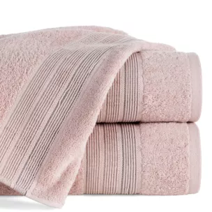 Ręcznik do rąk 30x50 cm bawełniany kolor pudrowy w poziome paseczki 500 g/m2 VERANO