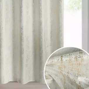 Zasłona kremowa welwetowa zdobiona złotym przecieranym wzorem złote przelotki - DARA