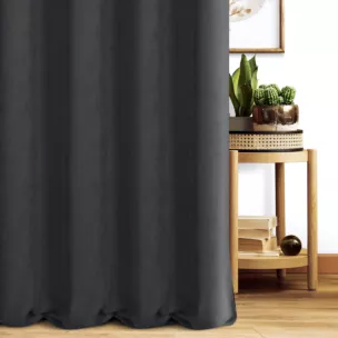 Zasłona szyta na taśmie 5 cm stalowa z miękkiej tkaniny o welurowej strukturze