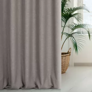 Zasłona szyta na taśmie 5 cm brązowa z gładkiej, przyjemnej w dotyku tkaniny z efektem melanżu