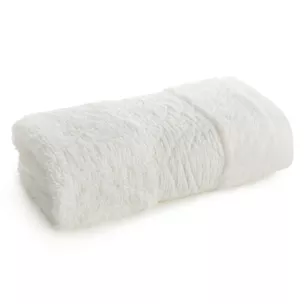 Ręcznik do rąk z bawełny 30x50 cm kolor kremowy z wytłaczanym roślinnym motywem ALBA