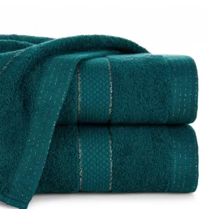 Ręcznik do rąk 30x50 cm bawełniany kolor turkusowy z bordiurą w paseczki 500 g/m2 BARI