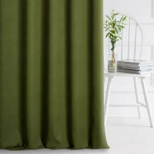 Zasłona szyta na taśmie 5 cm DORA - HIT oliwkowa z miękkiej tkaniny o welurowej strukturze