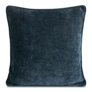 Poszewka na poduszkę 45x45 cm granatowa z szenilowej tkaniny z wypustką na brzegach KLARA 01