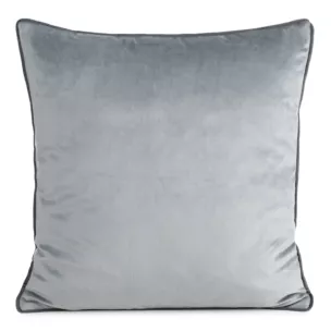 Poszewka na poduszkę 60x60 cm welwetowa kolor srebrny o delikatnym połysku z ozdobną lamówką GAJA 2