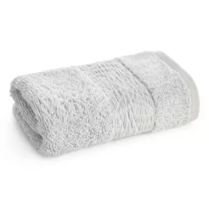 Ręcznik do rąk z bawełny 30x50 cm kolor srebrny z wytłaczanym roślinnym motywem ALBA