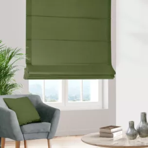 Roleta rzymska zielona z miękkiej tkaniny w drobny wzór jodełkowy