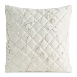 Poszewka na poduszkę 45x45 cm welwetowa biała, pikowana metodą hot press zdobiona błyszczącym nadrukiem marmuru BLINK 44