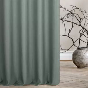 Zasłona szyta na taśmie 5 cm miętowa z tkaniny w stylu eko o naturalnym splocie