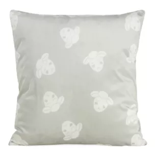Poszewka na poduszkę 45x45 cm welwetowa, popielato biała z motywem baranków KIDS DESIGN 91