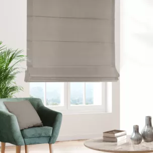 Roleta rzymska jasnobrązowa z jednokolorowej gładkiej tkaniny