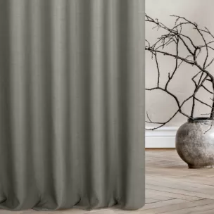 Zasłona szyta na taśmie 5 cm jasnoszara z tkaniny w stylu eko o naturalnym splocie