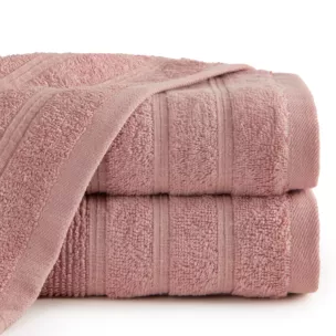 Ręcznik kąpielowy 50x90 cm bawełniany kolor pudrowy w błyszczące paseczki AMIRA