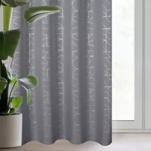 Zasłona EVI ze srebrnym geometrycznym nadrukiem