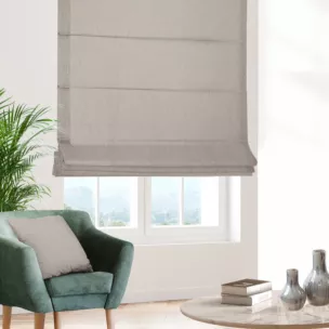 Roleta rzymska kremowa z tkaniny o naturalnym splocie i efektem melanżu, z dodatkiem nici metalicznej Italissima Eva Minge