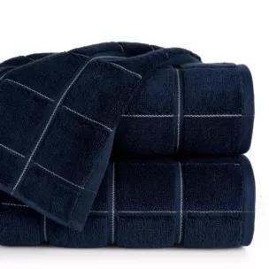 Ręcznik kąpielowy 70x140 cm bawełniany kolor granatowy z wytłaczanym wzorem kraty 550 g/m2 LUKAS - kolekcja TOLEDO