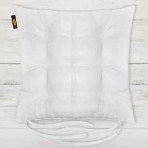 Poduszka na krzesło dwustronna 40 x 40 x 6 cm welurowa biała z dziewięcioma pikowaniami ADORE