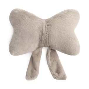 Poduszka w kształcie kokardy 37x30 cm z futerkowej tkaniny jasnobeżowa WIOSNA 135