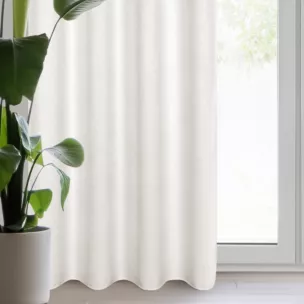 Zasłona jasnobeżowa z tkaniny szenilowej 135x250 przelotka - ALETA