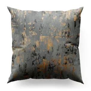 Poszewka szyta srebrno złocista z tkaniny welwetowej zdobionej połyskującym drukiem