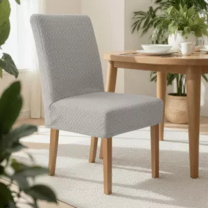 Pokrowiec na krzesło srebrny wodoodporny z wytłaczanym wzorem 35x55x30 cm Design 91