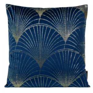 Poszewka na poduszkę 45x45 cm welwetowa kolor granatowy ze złotym nadrukiem BLINK 21