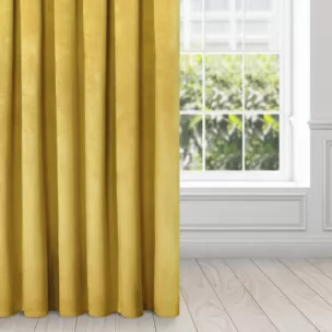 Zasłona musztardowa z miękkiego welwetu 140x250 cm przelotka - SUZANA