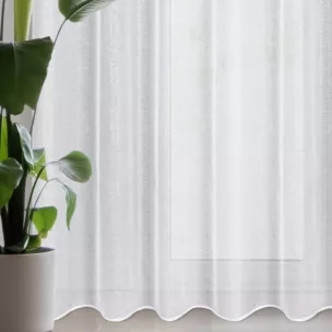 Firana biało, srebrna z gładkiej etaminy z efektem połysku 350x250 cm przelotka LENA