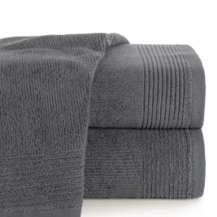 Ręcznik do rąk 30x50 cm bawełniany kolor stalowy zdobiony błyszczącą bordiurą 500 g/m2 LARI