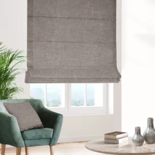 Roleta rzymska ciemnobeżowa z tkaniny szenilowej z efektem melanżu