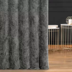 Zasłona szyta na taśmie 5 cm popielata z miękkiej tkaniny szenilowej