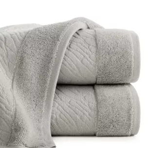 Ręcznik kąpielowy 50x90 cm bawełniany kolor srebrny zdobiony metaliczna nicią 500 g/m2 ROYAL