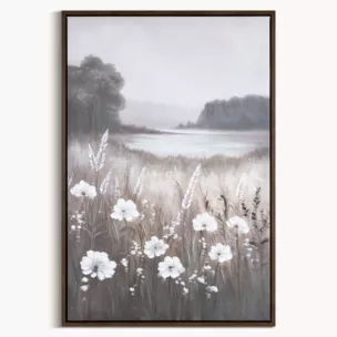 Obraz beżowo, biały nadruk na płótnie pejzaż 60x90 cm