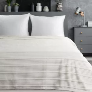 Koc 200x220 cm biały, typu flano z wzorem 3D NINA