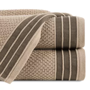 Ręcznik kąpielowy 70x140 cm bawełniany kolor beżowy w pasy 500 g/m2 MADLEN