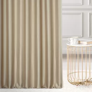 Zasłona szyta na taśmie 5 cm beżowa z jednokolorowej gładkiej tkaniny