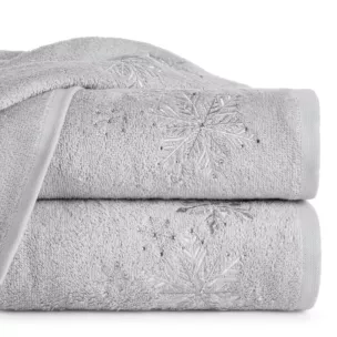 Ręcznik kąpielowy świąteczny 70x140 cm bawełniany kolor srebrny 450 g/m2 SANTA