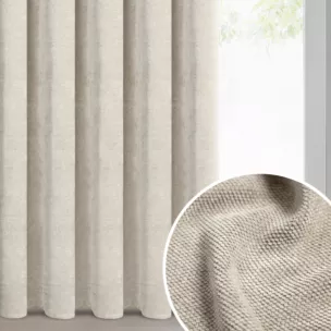 Zasłona  jasnobeżowa o szenilowej strukturze 140x270 cm taśma - NESKA