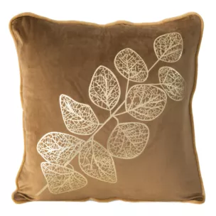 Poszewka z welwetu ze złotym nadrukiem ażurowej gałązki oraz ozdobną wypustką