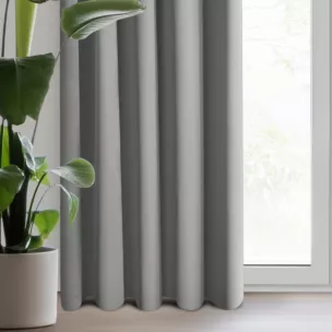 Zasłona szara zaciemniająca gładka półmatowa 135x270 cm taśma - LOGAN