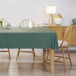 Obrus szyty turkusowy z miękkiej tkaniny o welurowej strukturze