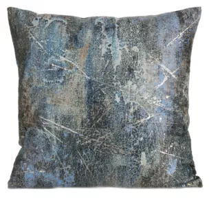 Poszewka na poduszkę 45x45 cm welwetowa turkusowa zdobiona metalicznym wzorem ESTER